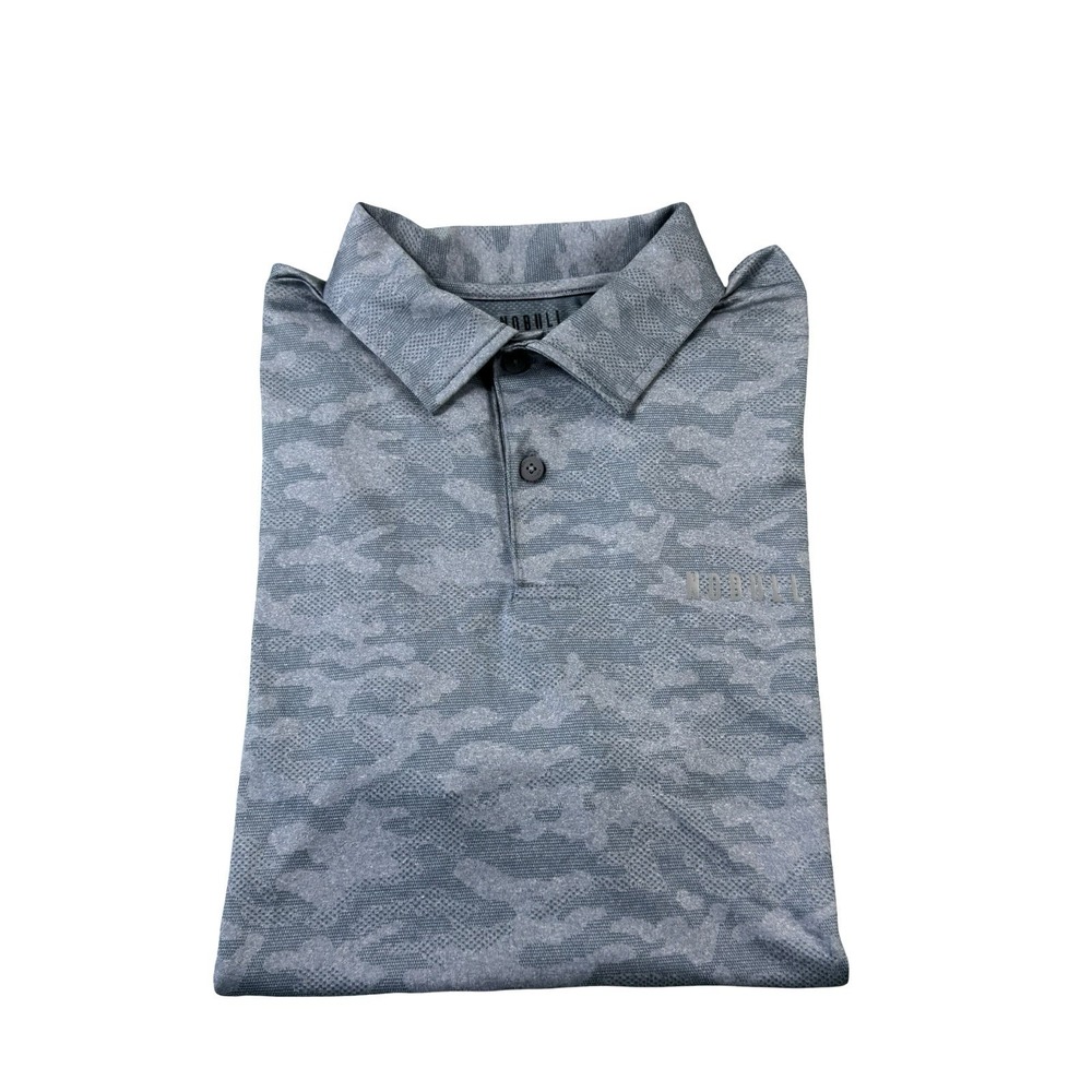 NOBULL Blue Camo Performance Breathable Men's Polo Shirt Size Large